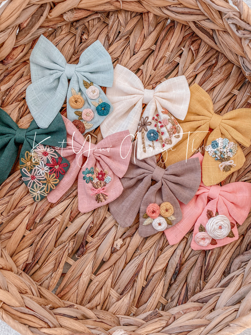 Hand Embroidered Bows